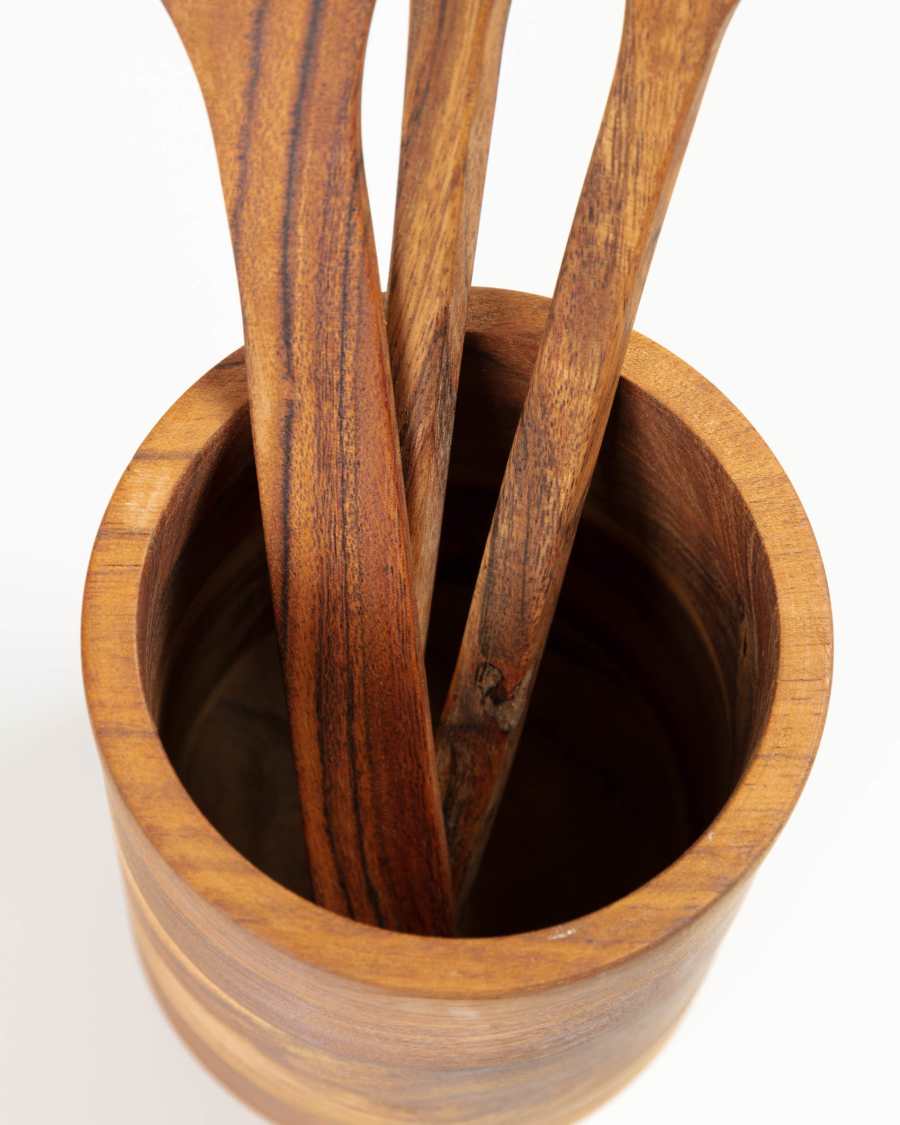 Θήκη για σκεύη κουζίνας Yanila, μασίφ ξύλο ακακίας