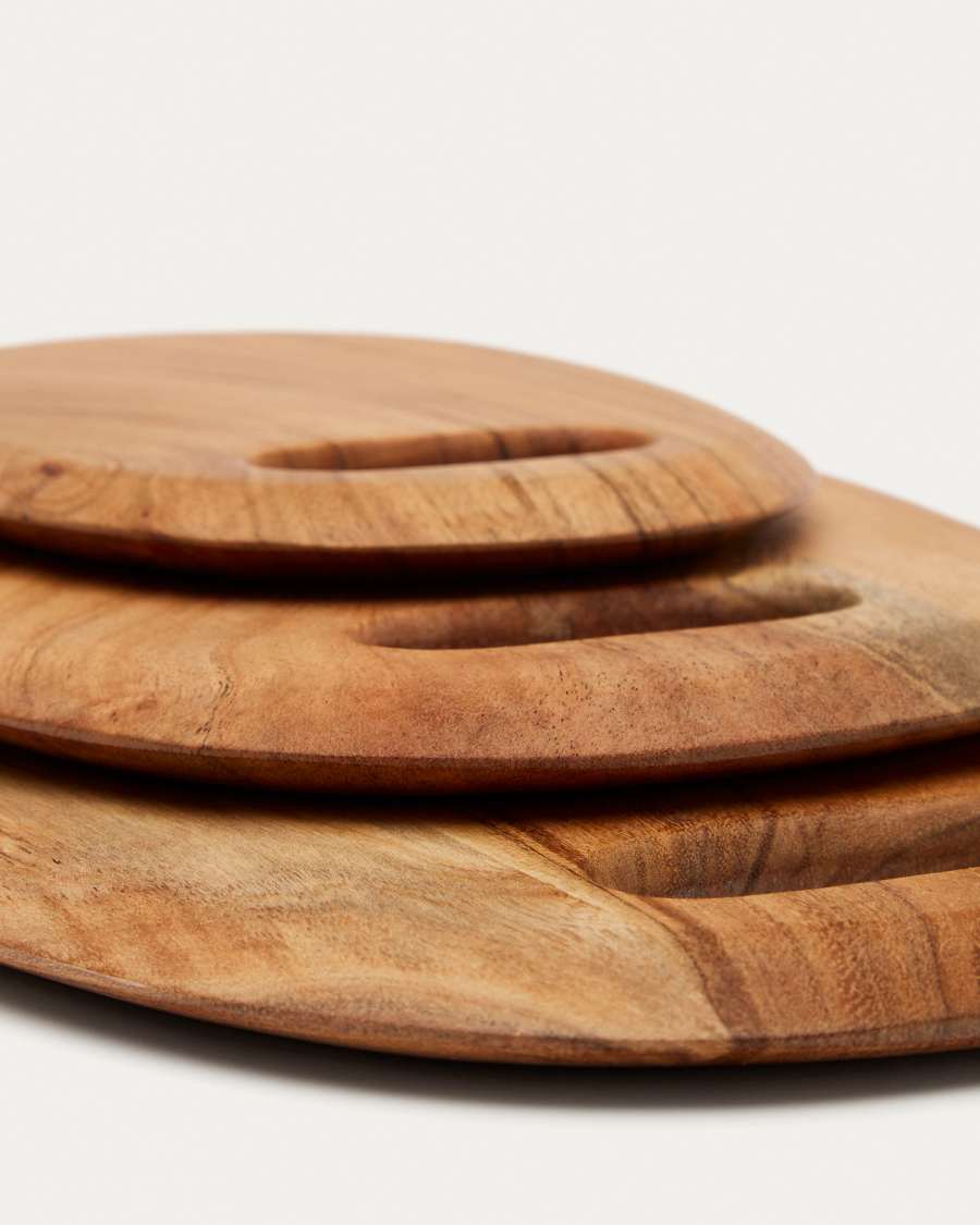 Llubi set of 3 solid acacia wood serving boards