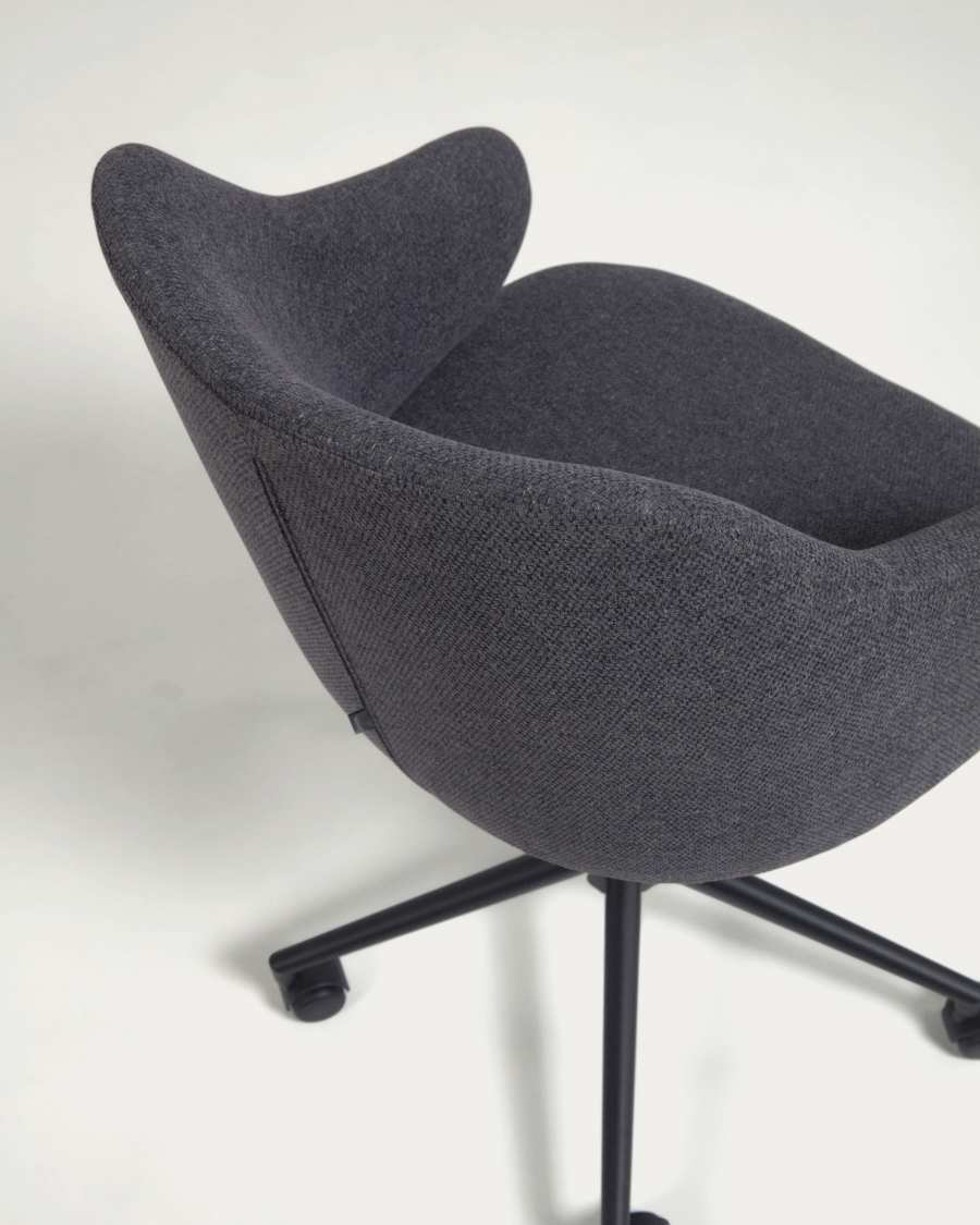 Einara Schreibtischstuhl dunkelgrau mit Beinen aus Stahl in Mattschwarz