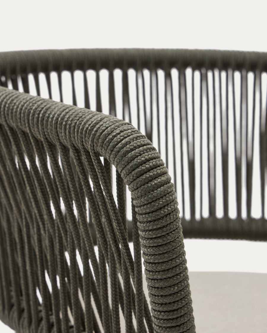 Nadin green cord chair with galvanised steel legs.