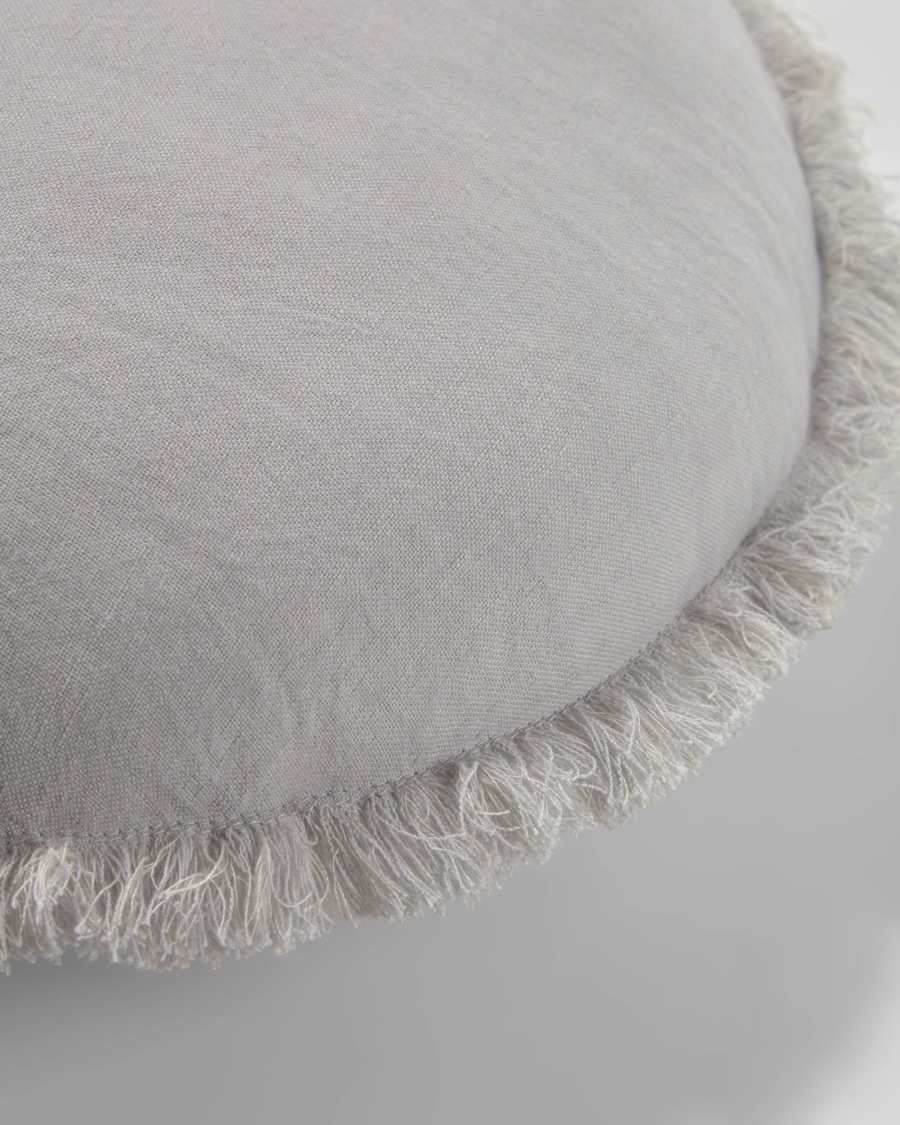 Clarice Kissenbezug aus Baumwolle und Leinen grau Ø 45 cm