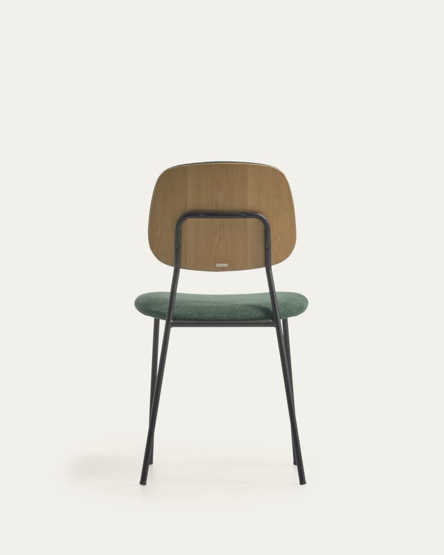 Benilda dark green stackable chair oak veneer and steel with black finish FSC Mix Credit