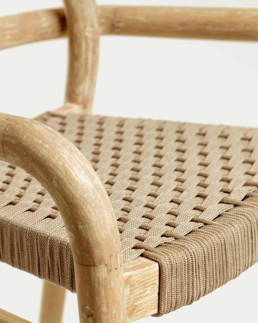Sheryl stool made from solid eucalyptus and beige cord 79 cm FSC 100%