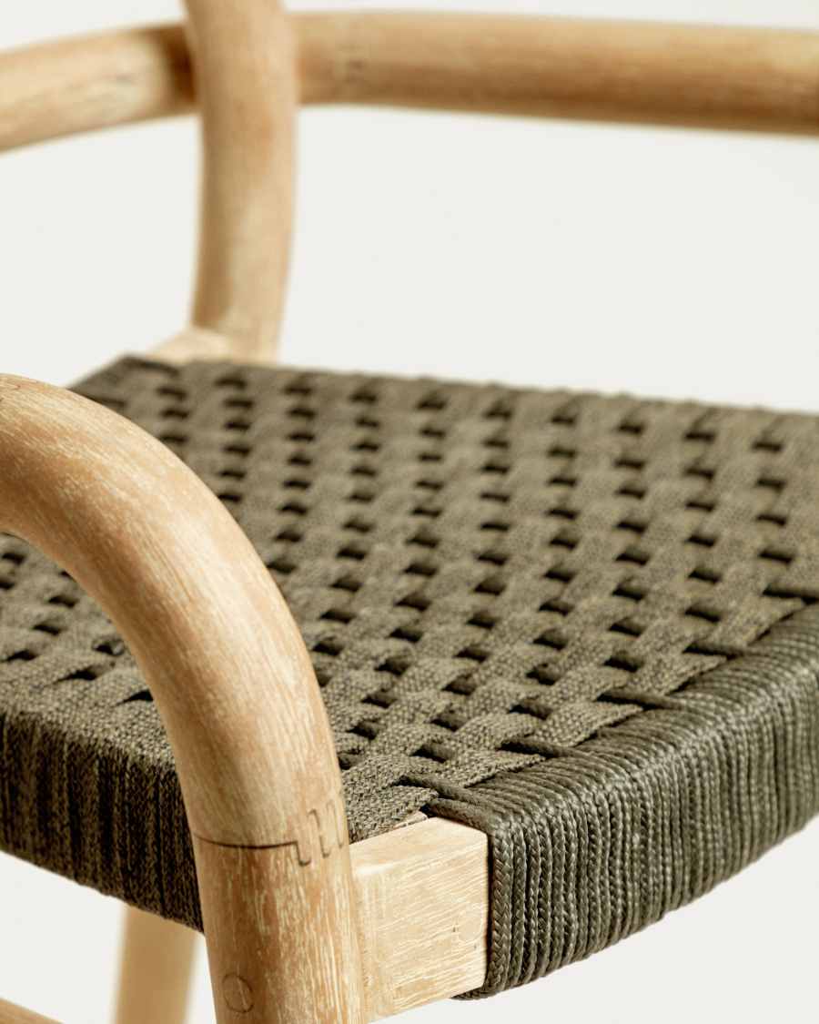 Sheryl stool made from solid eucalyptus and green cord 69 cm FSC 100%