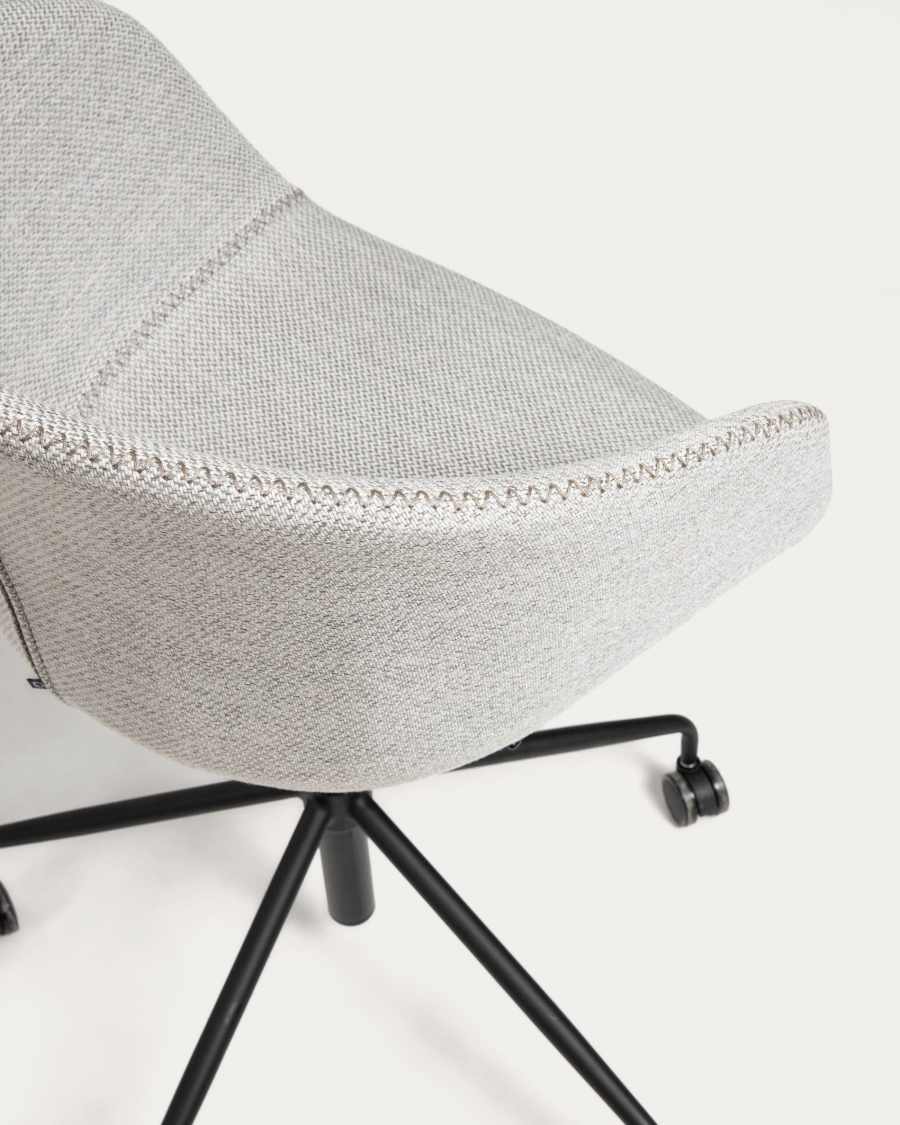 Yvette Schreibtischstuhl in Hellgrau mit schwarzen Stahlbeinen