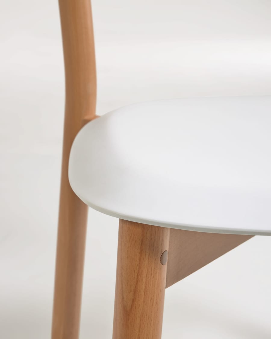 Santina beech wood stackable chair in white