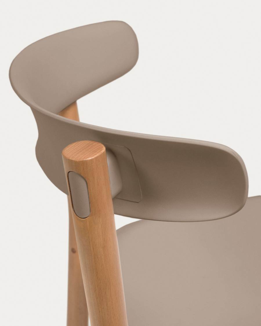 Santina beech wood stackable chair in brown