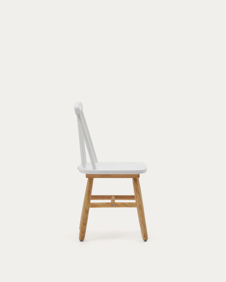 Tressia kids chair in solid rubber wood with white and natural finish