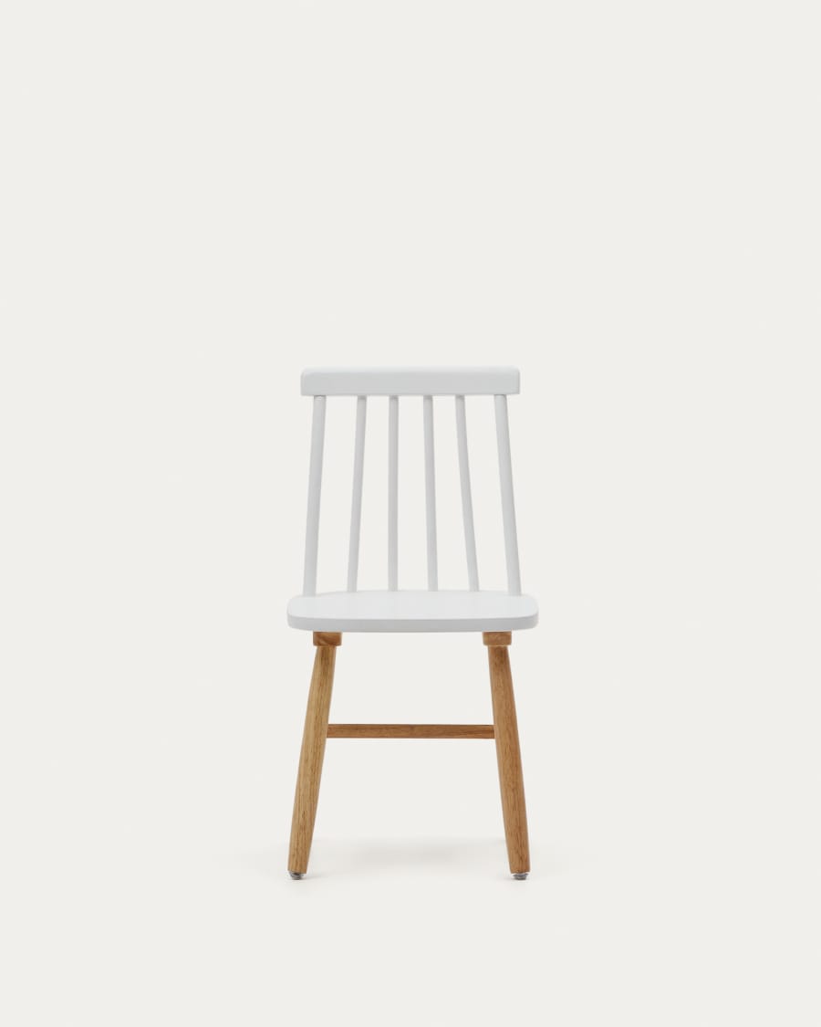 Tressia kids chair in solid rubber wood with white and natural finish