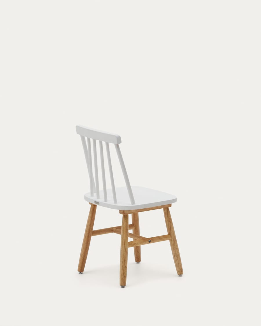 Tressia kids chair in solid rubber wood with white and natural finish