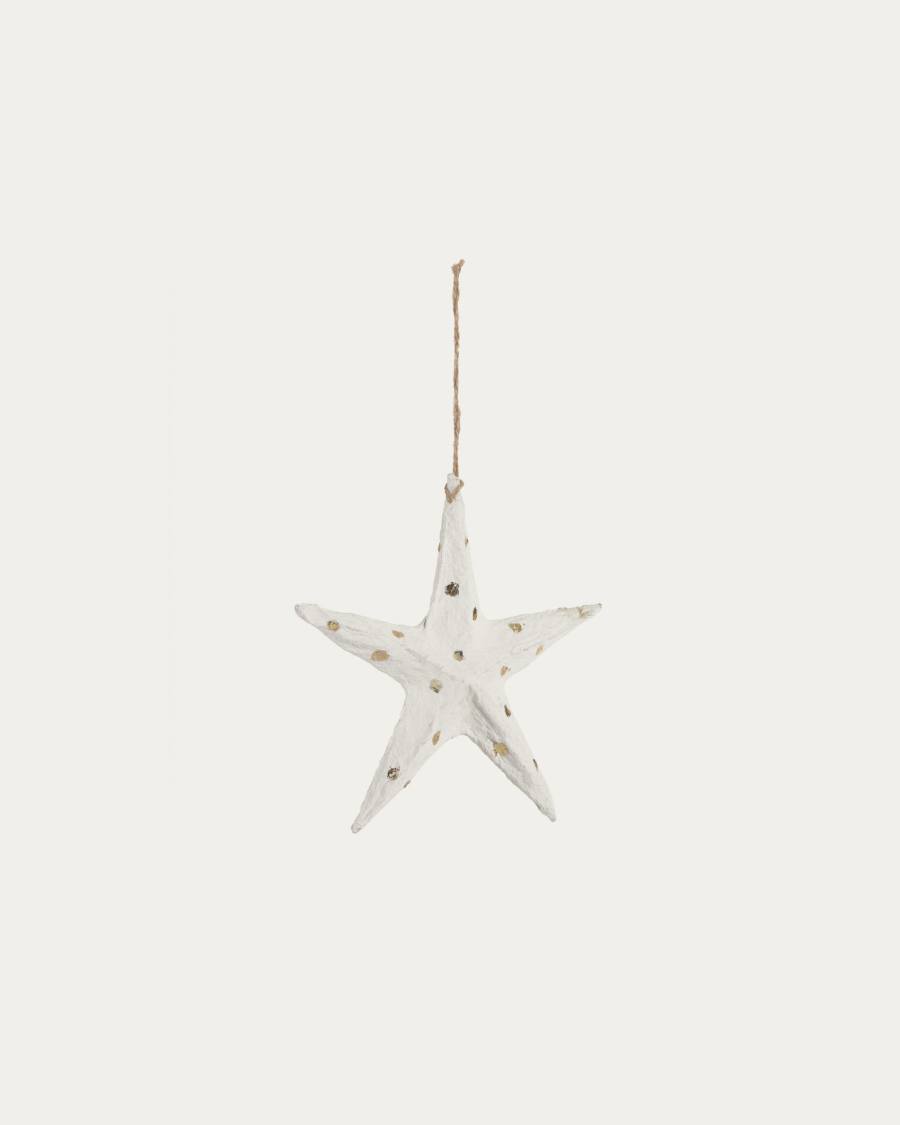 Μικρό διακοσμητικό αστέρι Victorina, λευκό με χρυσές βούλες