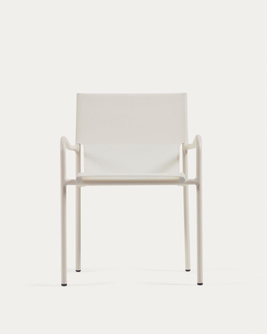 Zaltana stackable outdoor chair in aluminium with a matte white painted finish