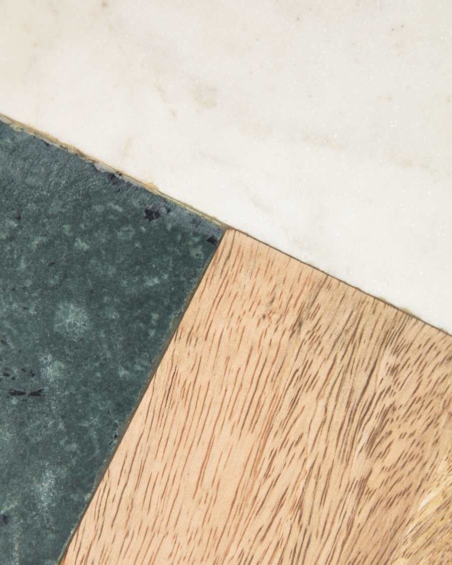 Βάση σερβιρίσματος Wilmina, πράσινο και λευκό μάρμαρο και ξύλο