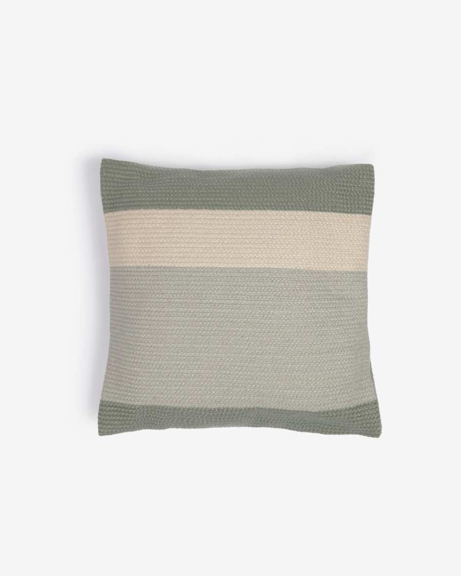 Leeith cushion cover 100% PET in green stripes 45 x 45 cm