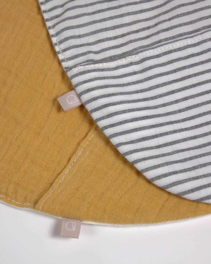 Set Manon de 2 baberos 100% algodón orgánico (GOTS) mostaza y rayas gris