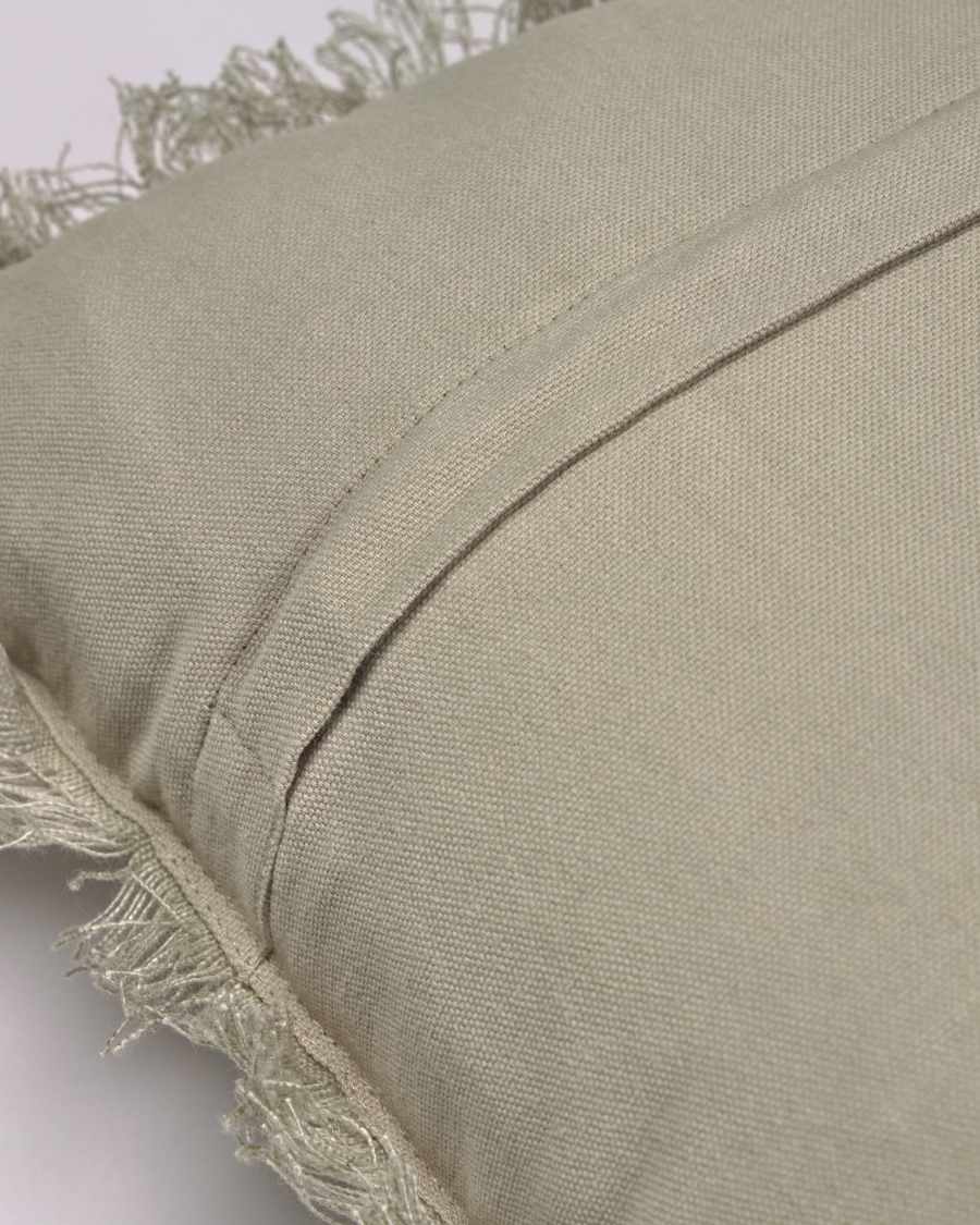 Κάλυμμα μαξιλαριού Almira, βαμβακερό και λινό, 45 x 45 εκ, πράσινο με κρόσσια