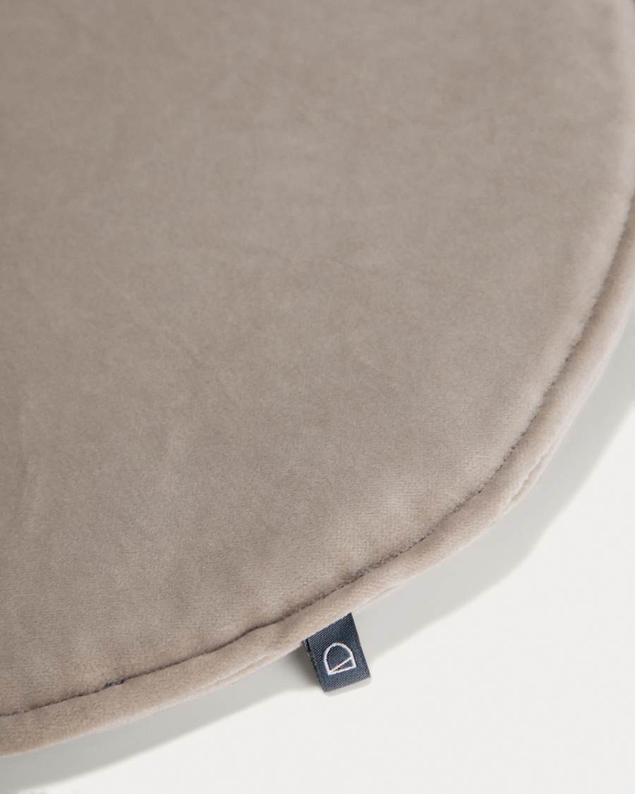 Rimca round velvet chair cushion in taupe, 35 cm