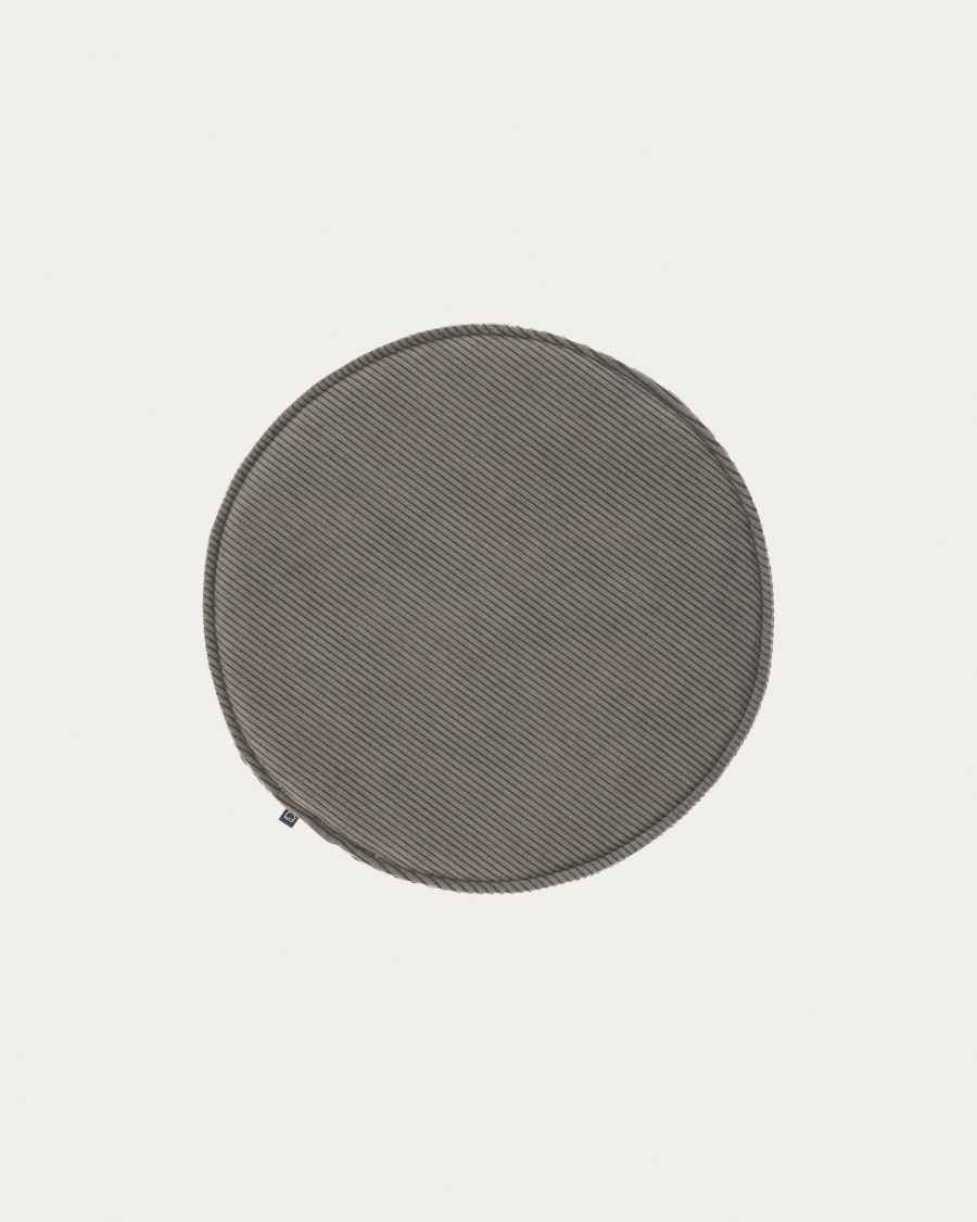 Sora round corduroy chair cushion in grey, 35 cm