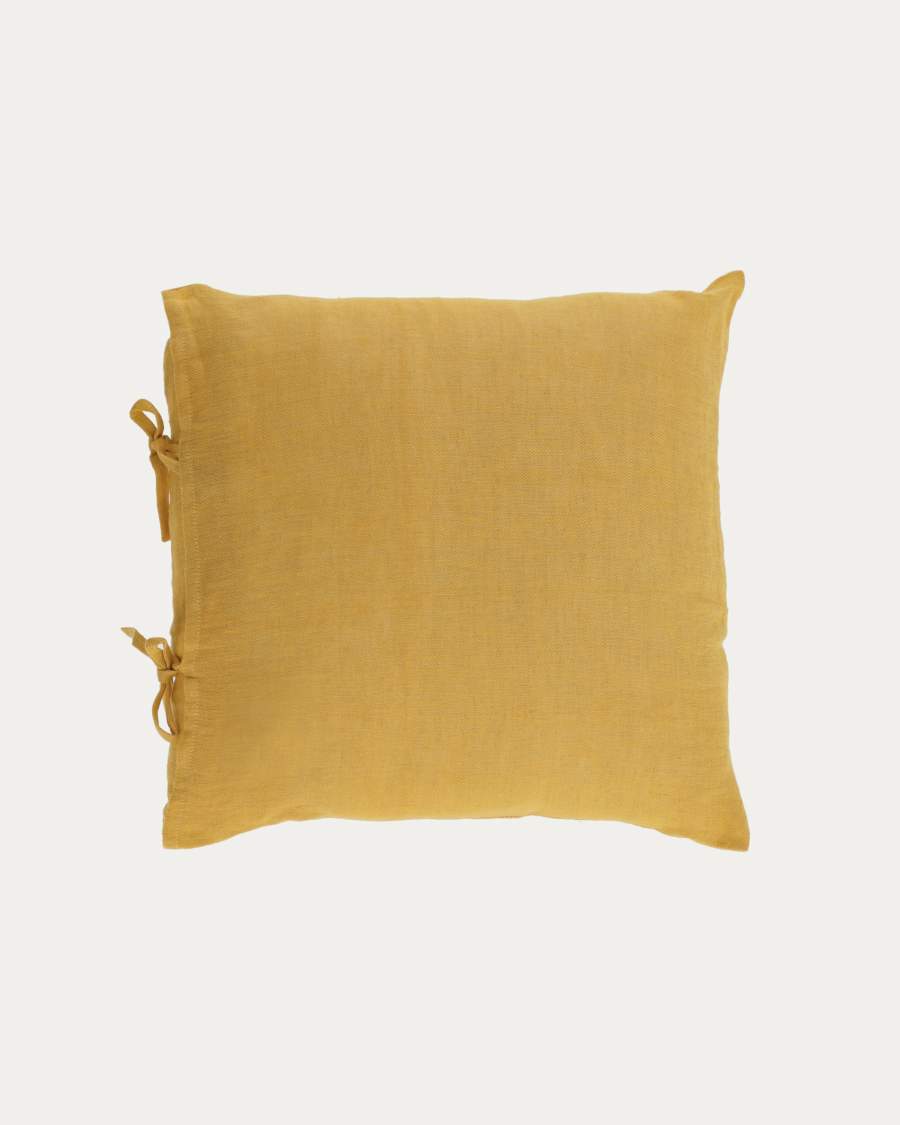Tazu 100% linen cushion cover in mustard 45 x 45 cm