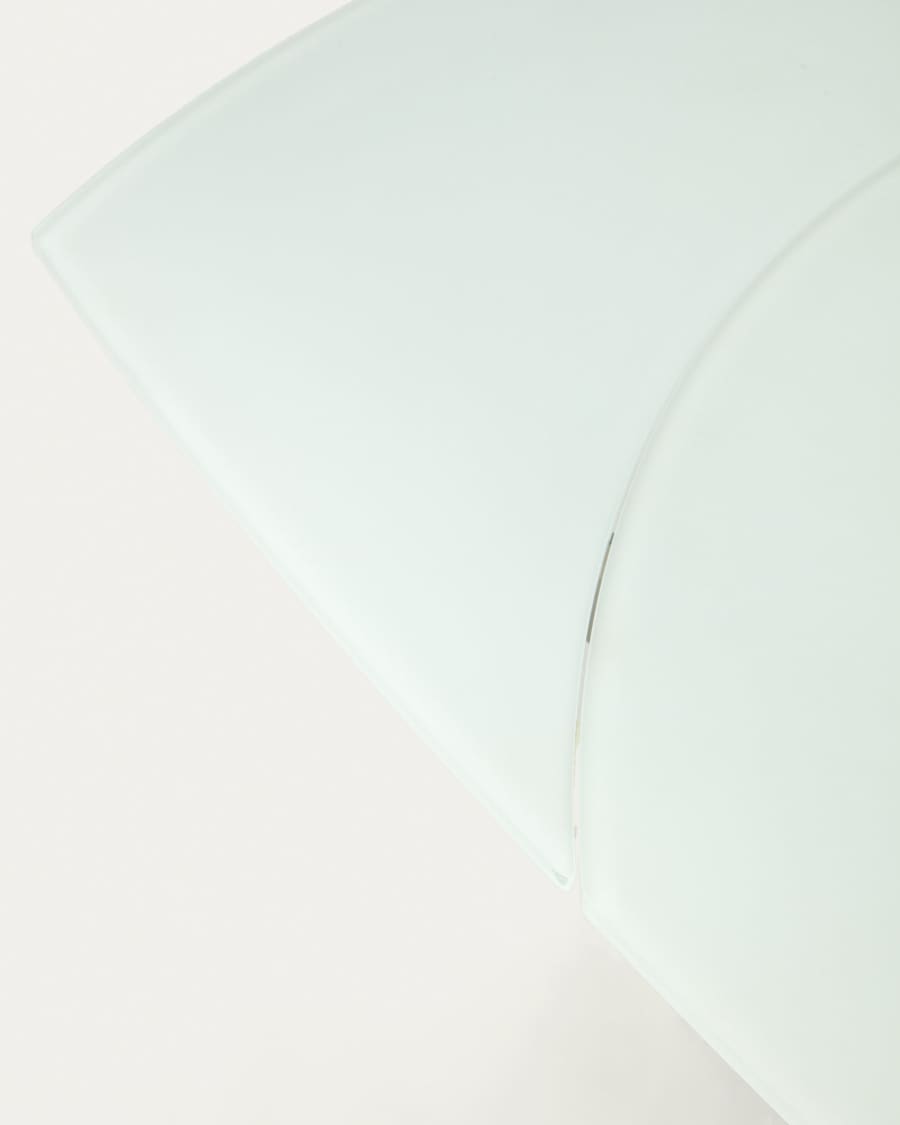 Yodalia extendable round table in glass and MDF with steel legs in white, 130 (190) x 100 cm