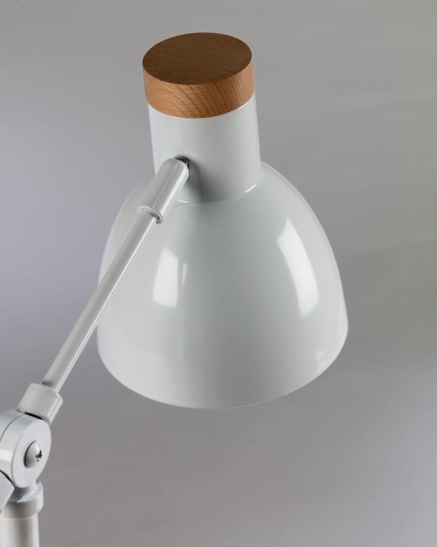 Tescarle table lamp in beech wood and steel with white finish