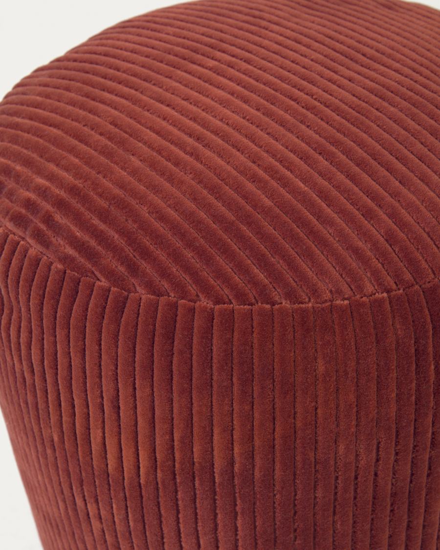 Cadenet round pouffe in wide seam terracotta corduroy, Ø 40 cm