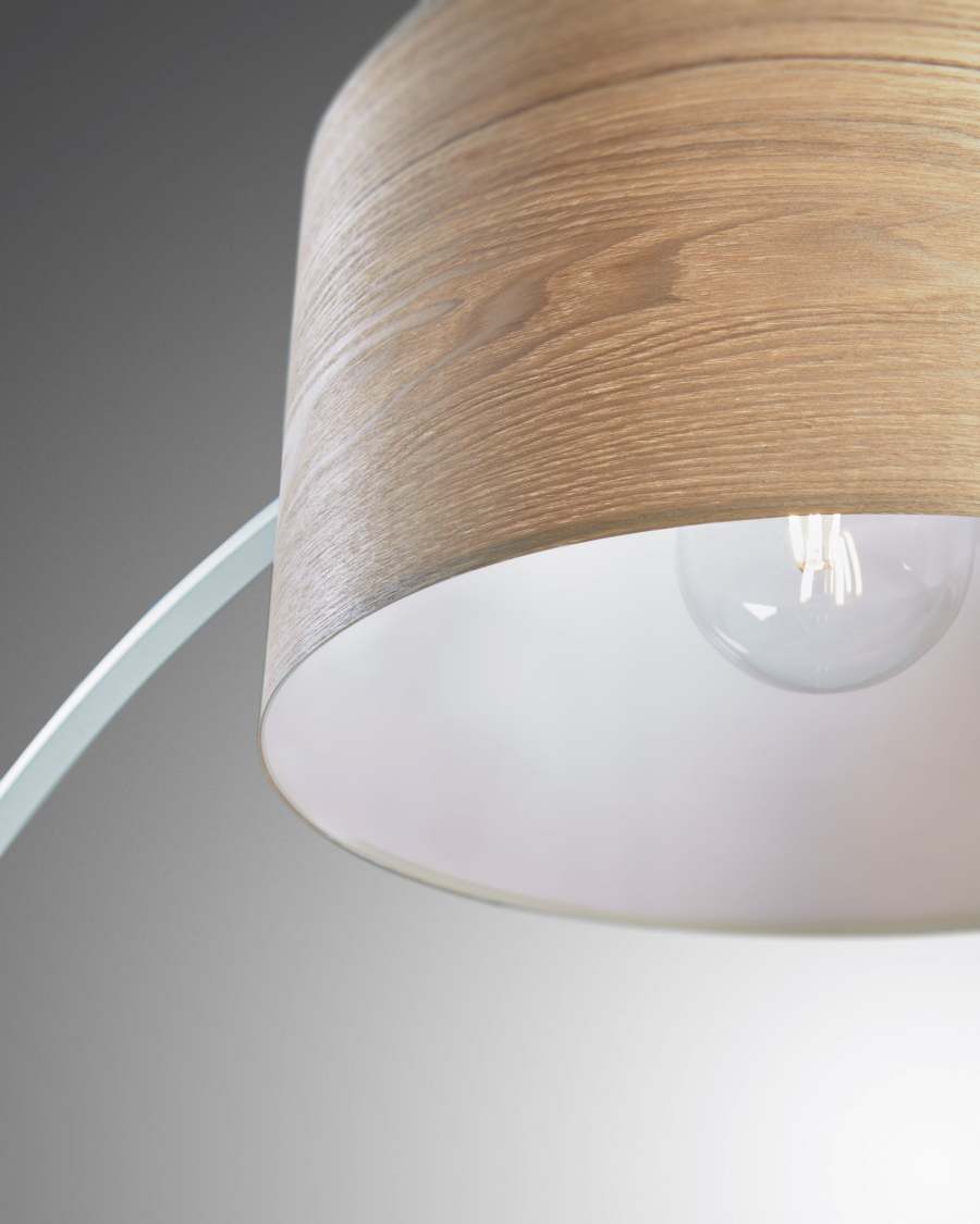 Juhe ash veneer floor lamp in white steel and marble