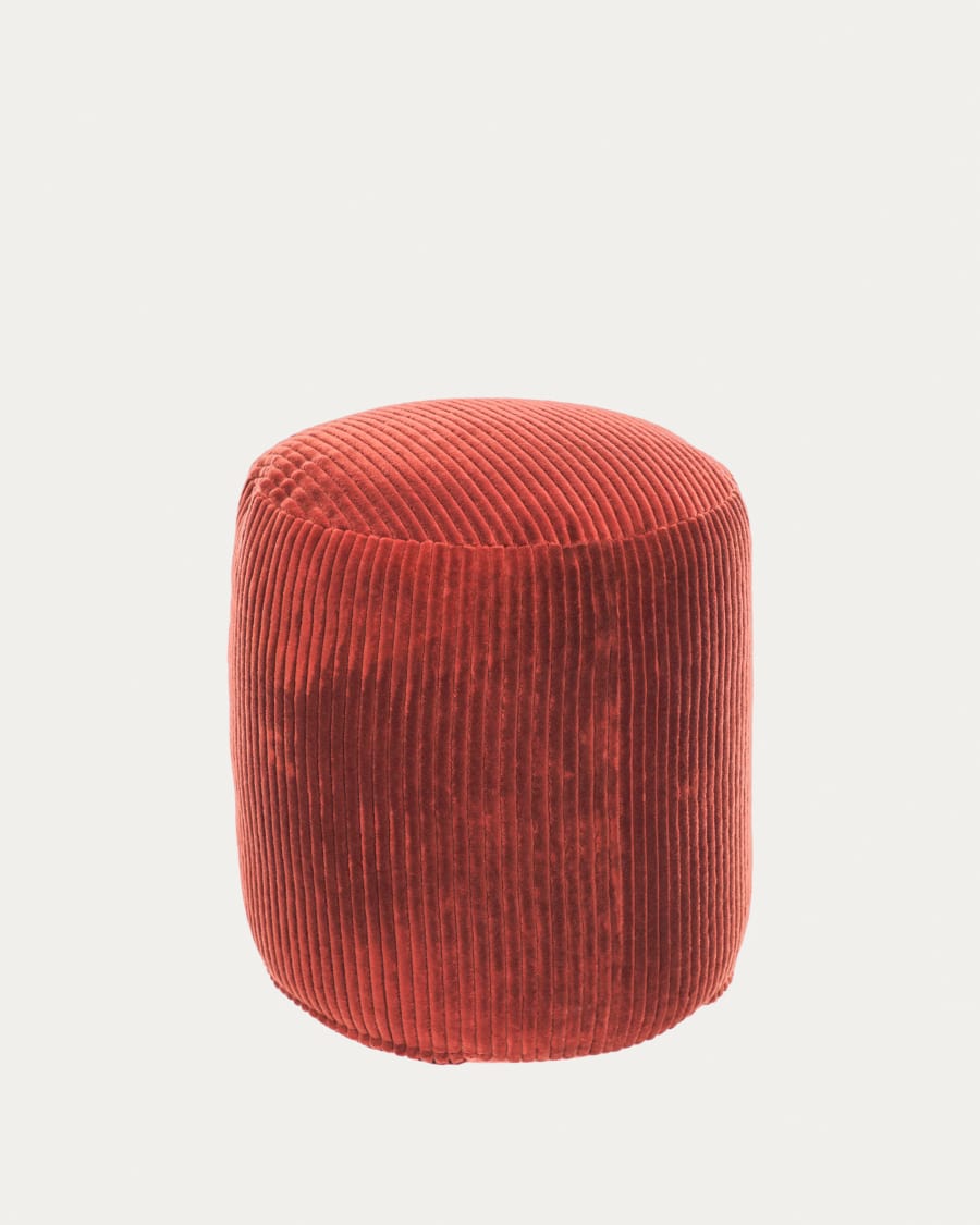 Cadenet round pouffe in wide seam terracotta corduroy, Ø 40 cm