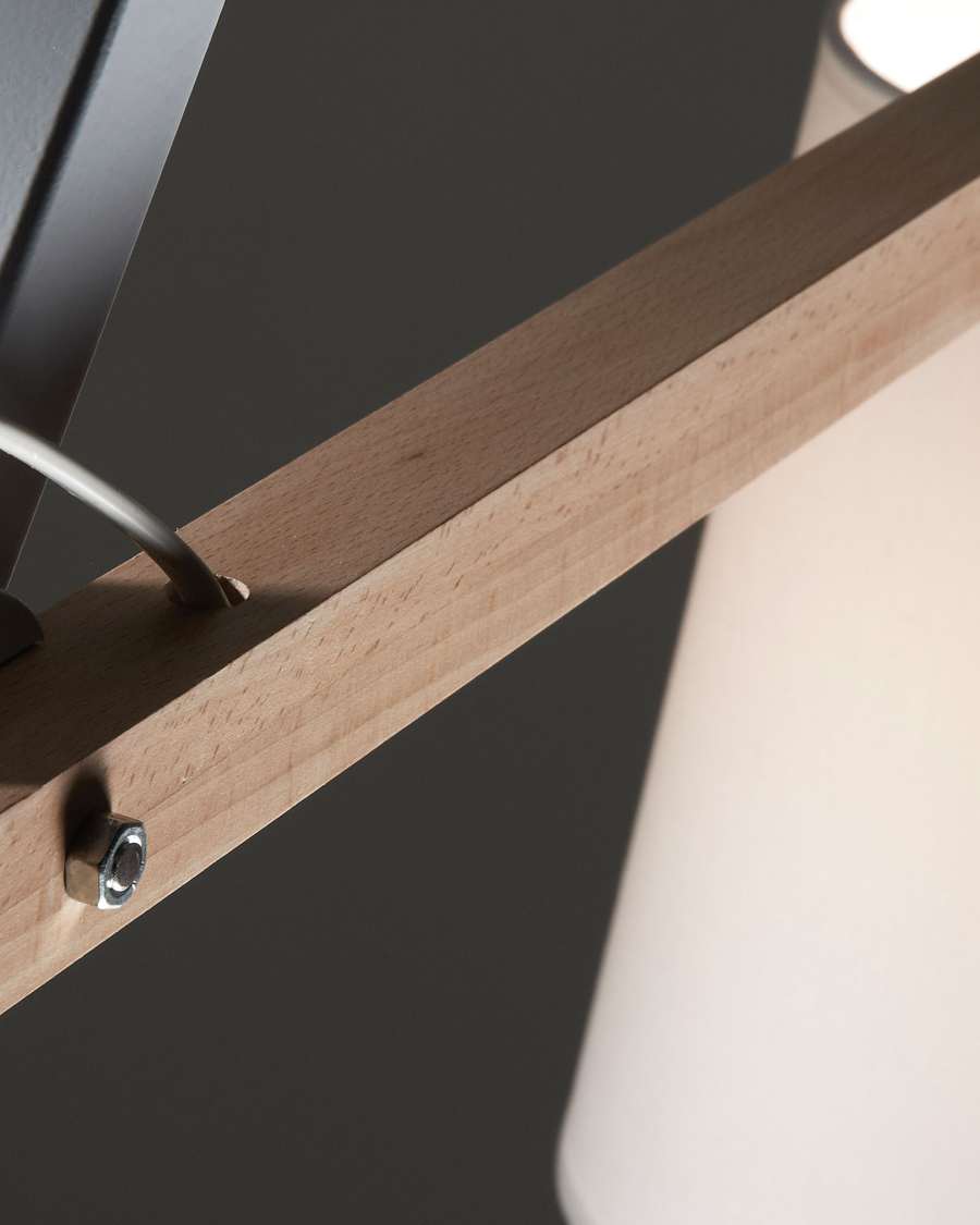 Kosta floor lamp in beech wood and steel with white finish UK adapter