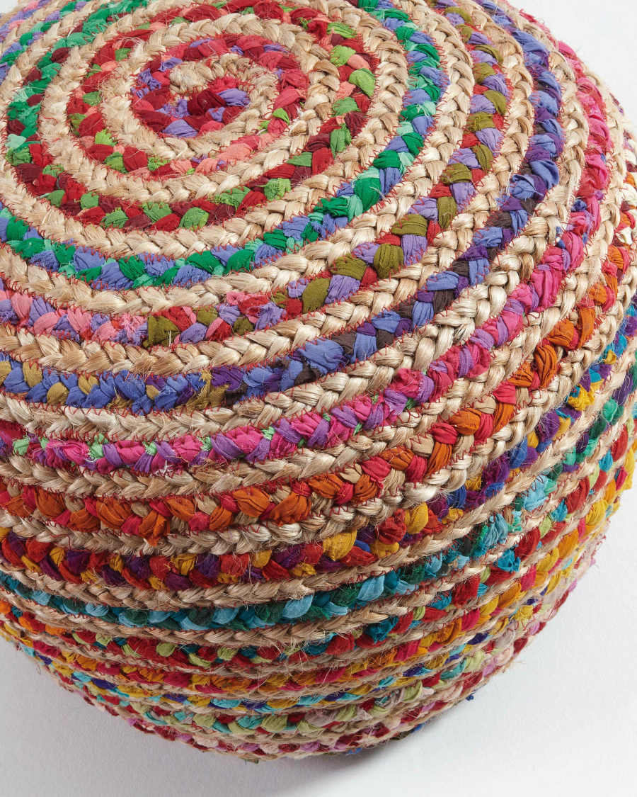 Puf Saht de yute y algodón multicolor Ø 50 cm