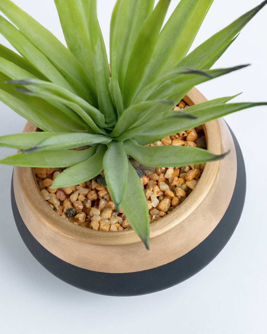 Artificial small Palm in black and gold ceramic pot