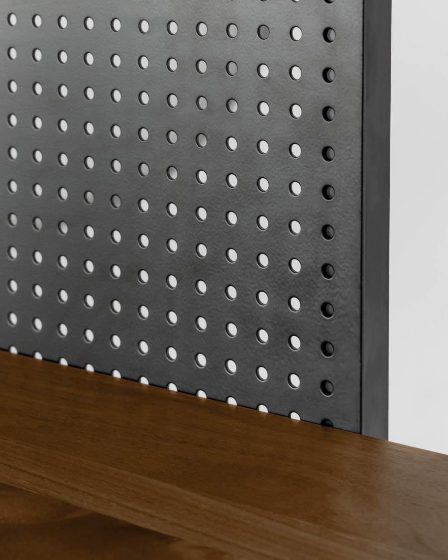 Nadyria walnut veneer and steel shelves in black finish 100 x 180 cm