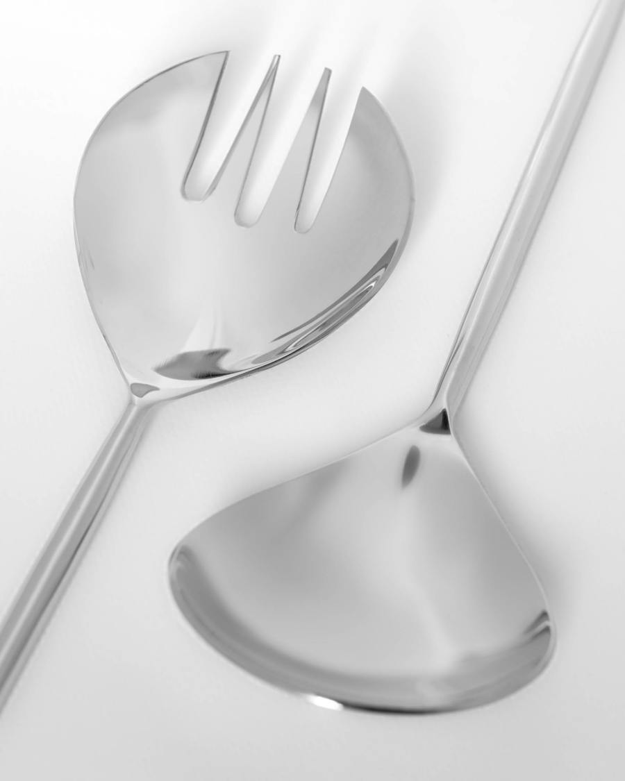 Crisps 2-piece cutlery set for salad silver