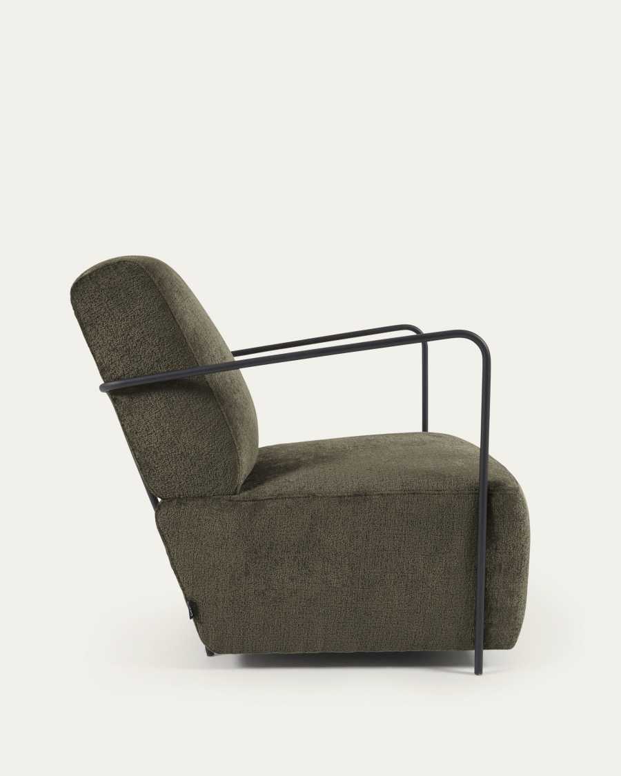 Fauteuil Gamer en chenille vert et métal peint noir