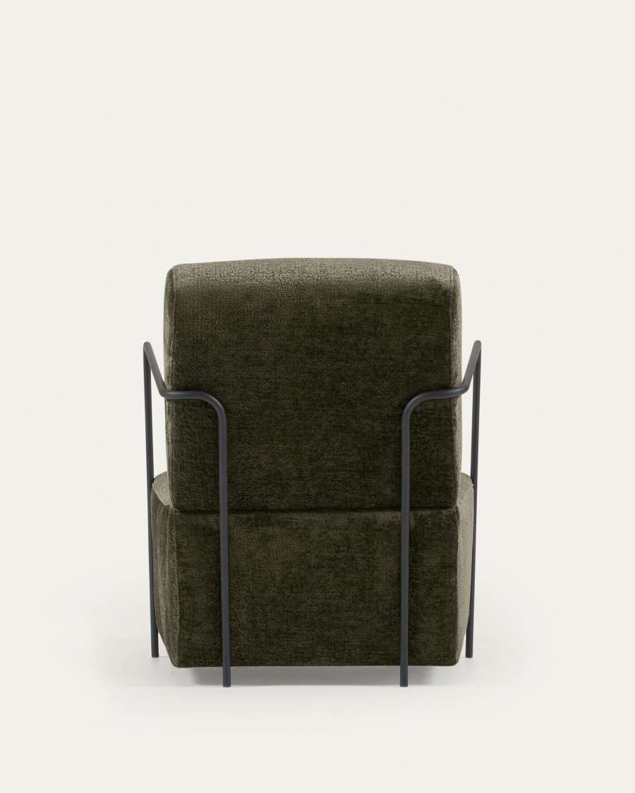 Fauteuil Gamer en chenille vert et métal peint noir