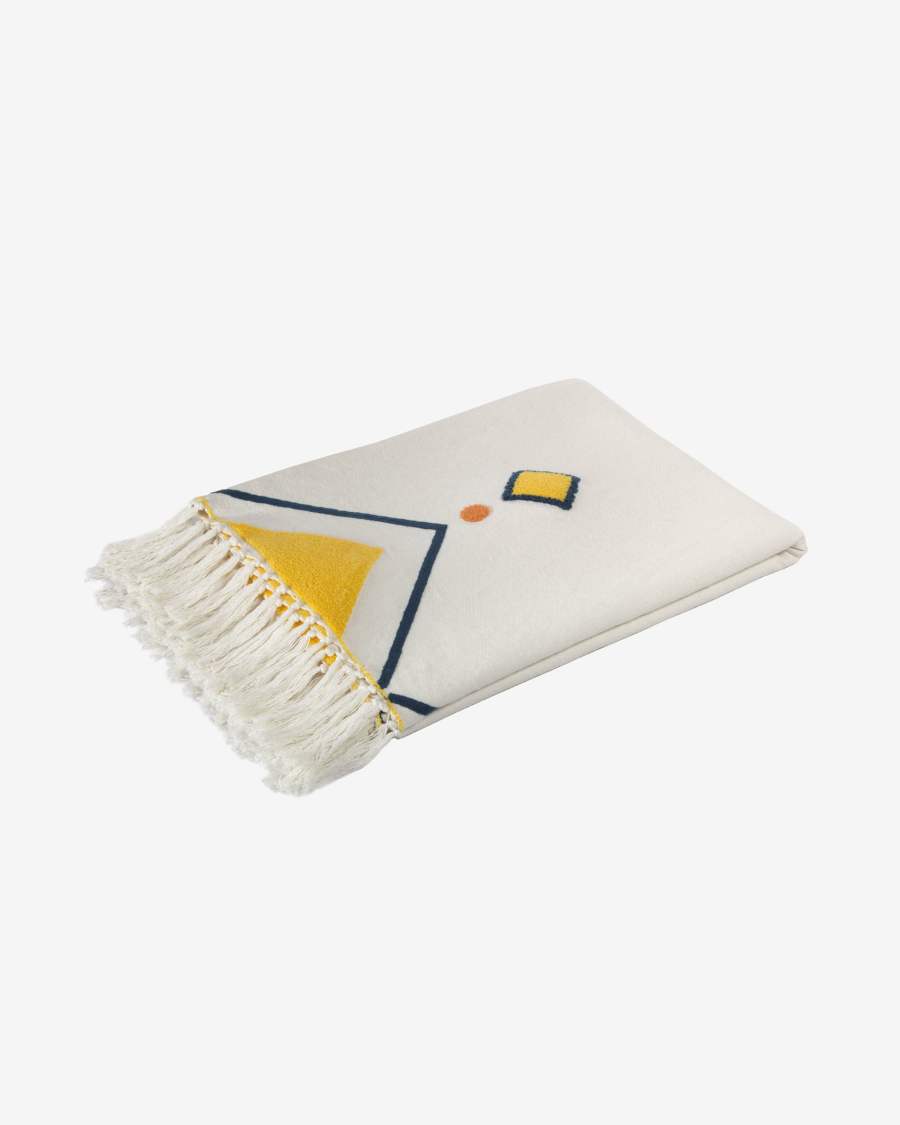 Itri 100% cotton multi-colour rhombus throw white 130 x 170 cm