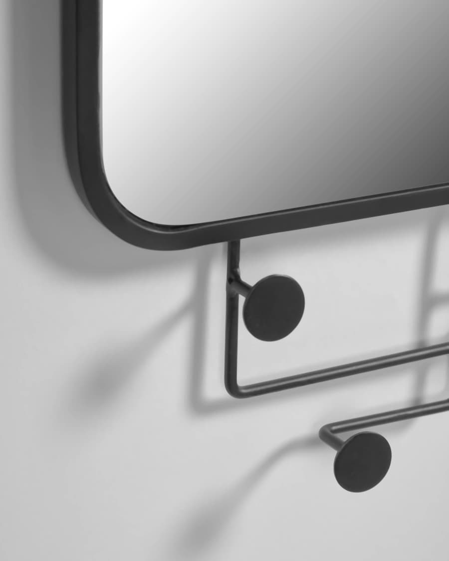 Καθρέπτης με κρεμάστες Vianela 63 x 82 εκ, μαύρο