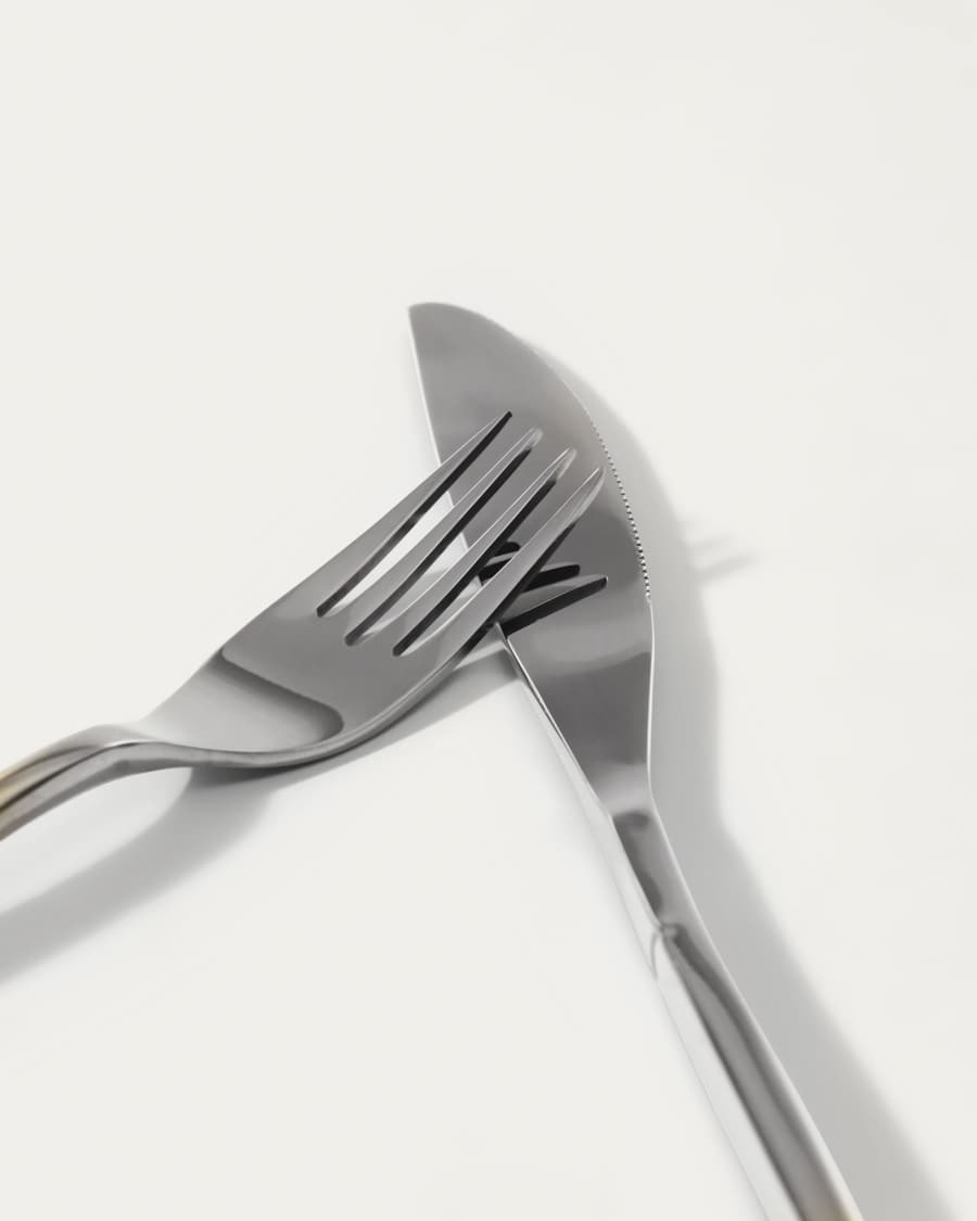 Crisps square handle 16-piece silvery cutlery set