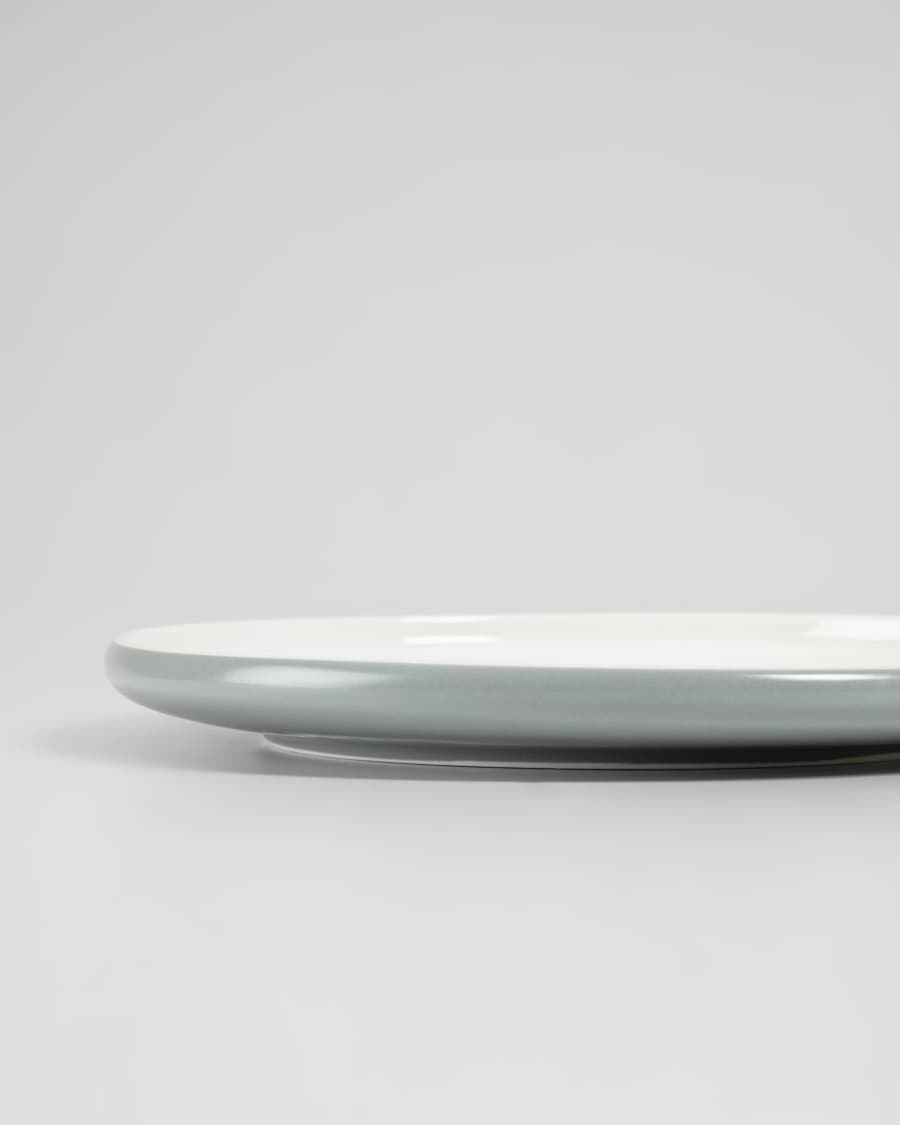 Sadashi flat porcelain plate in grey and white