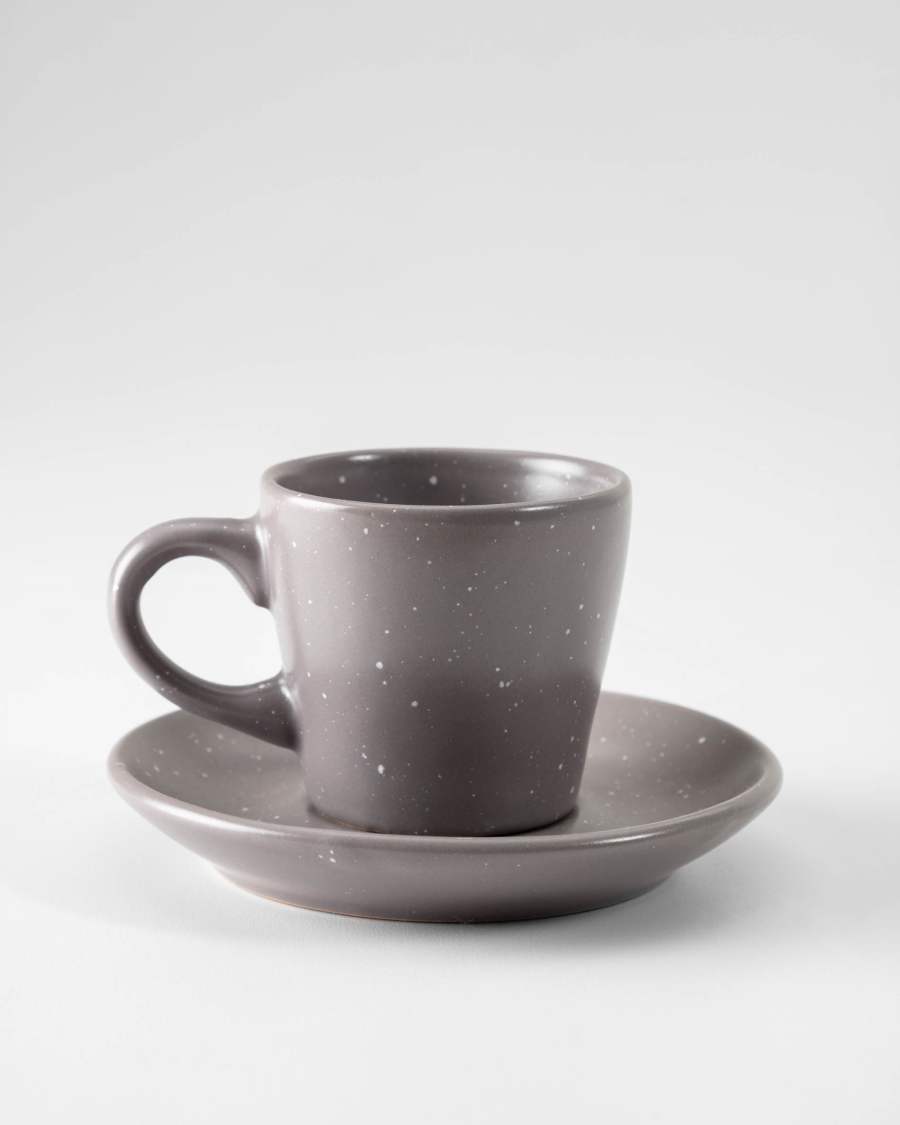 Aratani ceramic coffee cup and saucer dark grey