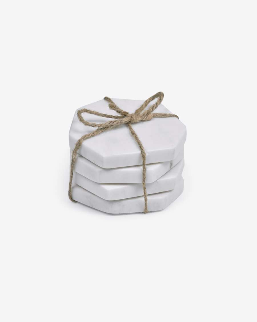 Σετ 4 επταγωνικά Claria, λεύκο μάρμαρο