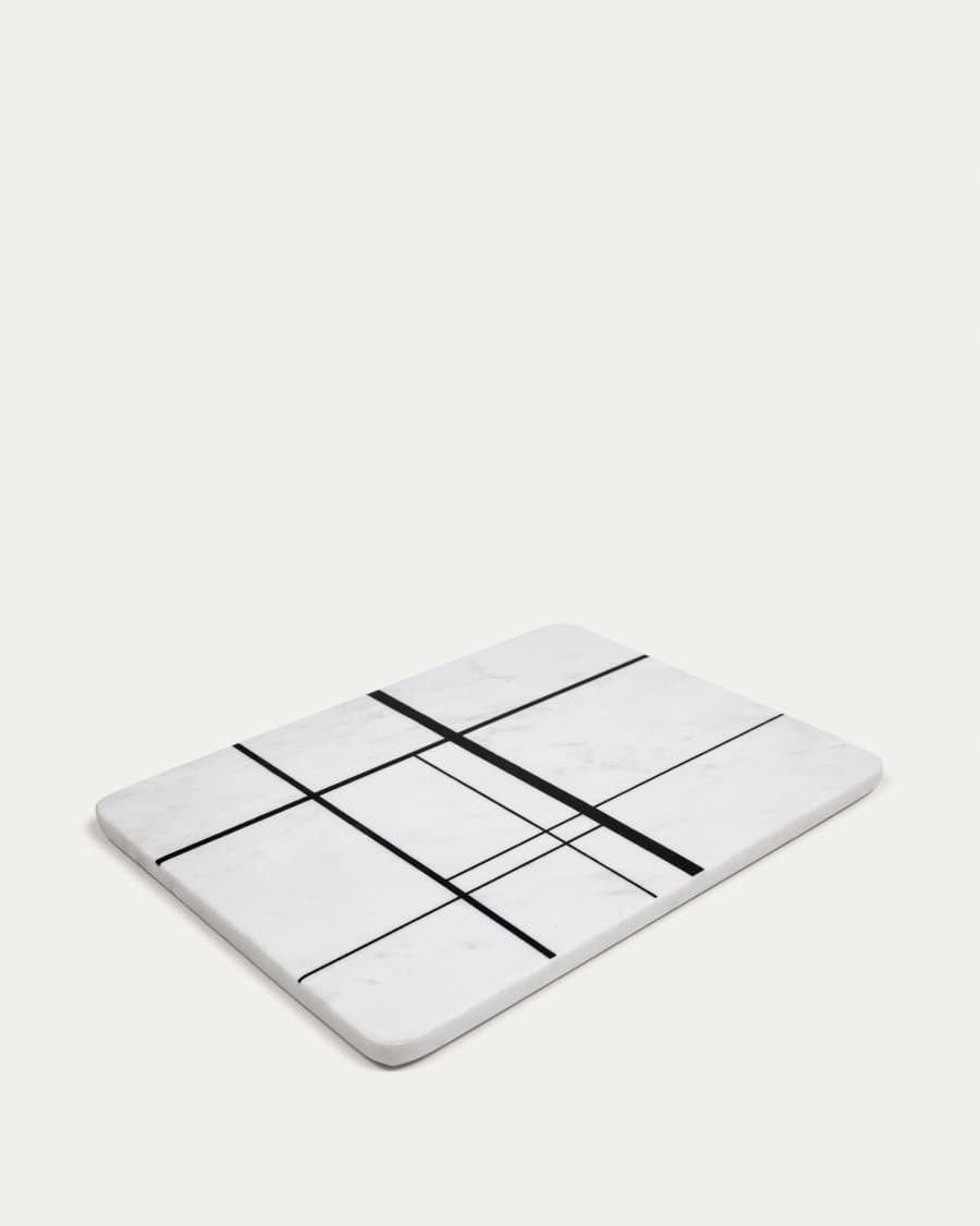 Βάση σερβιρίσματος Tahina, λευκό μάρμαρο με μαύρο ρίγες