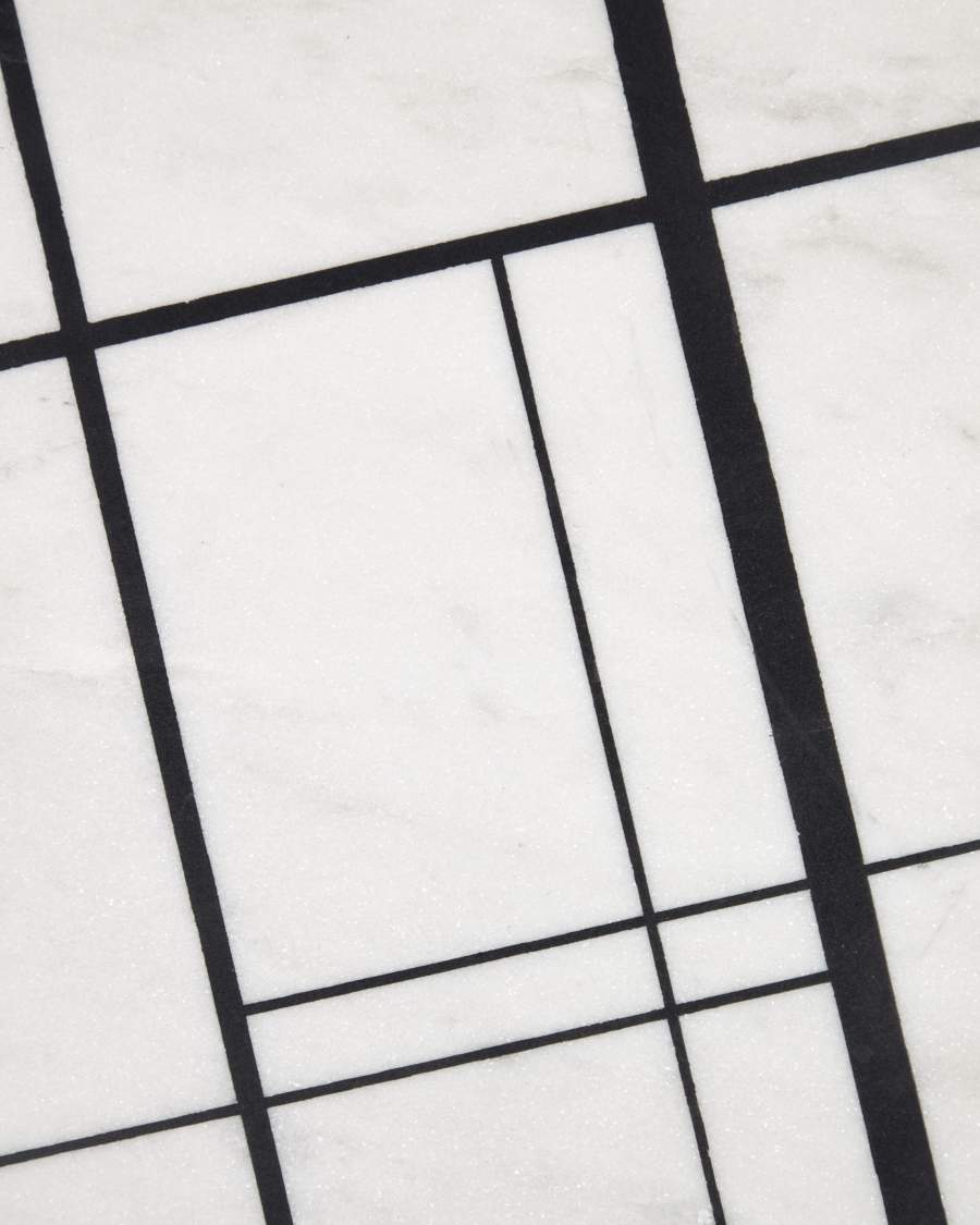 Βάση σερβιρίσματος Tahina, λευκό μάρμαρο με μαύρο ρίγες