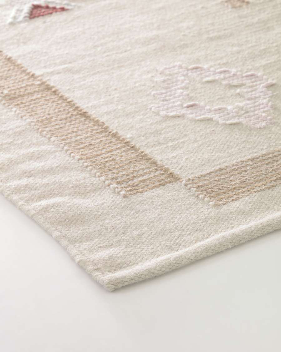 Bibiana wool and cotton patterned rug in beige 160 x 230 cm