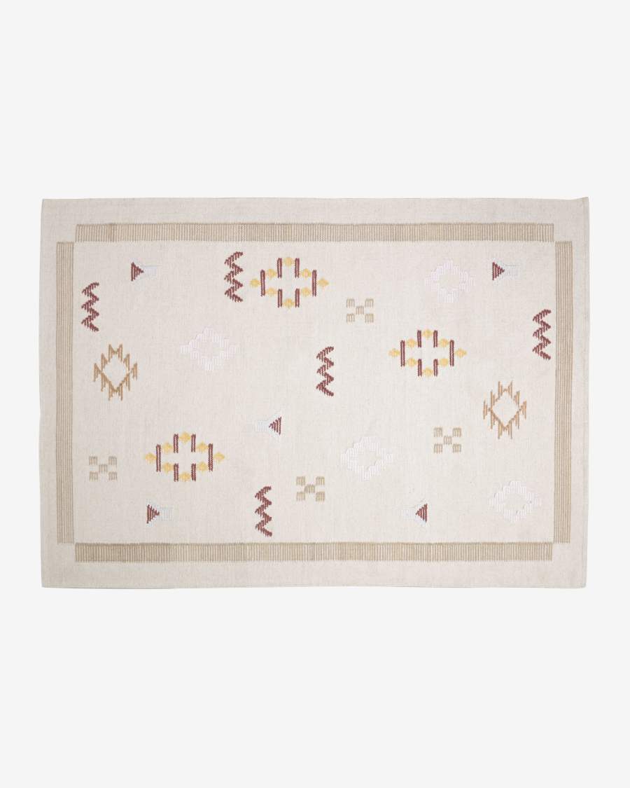 Bibiana wool and cotton patterned rug in beige 160 x 230 cm