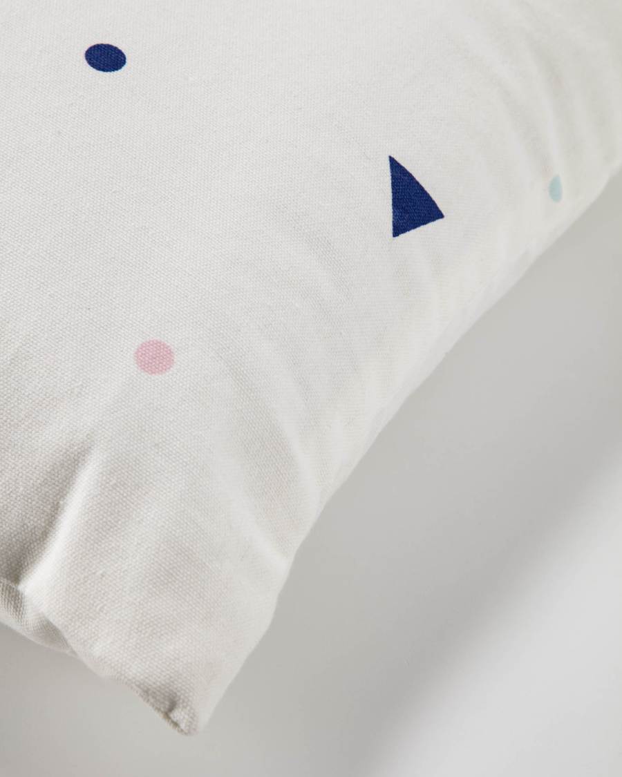 Miris 100% organic cotton cushion cover multicolour dots and triangles 45 x 45 cm