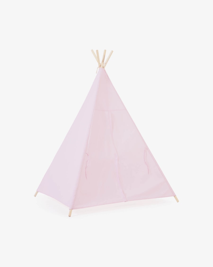 Σκηνή Tipi Miris, 100% βαμβακερό, ροζ και μασίφ ξύλο πεύκου