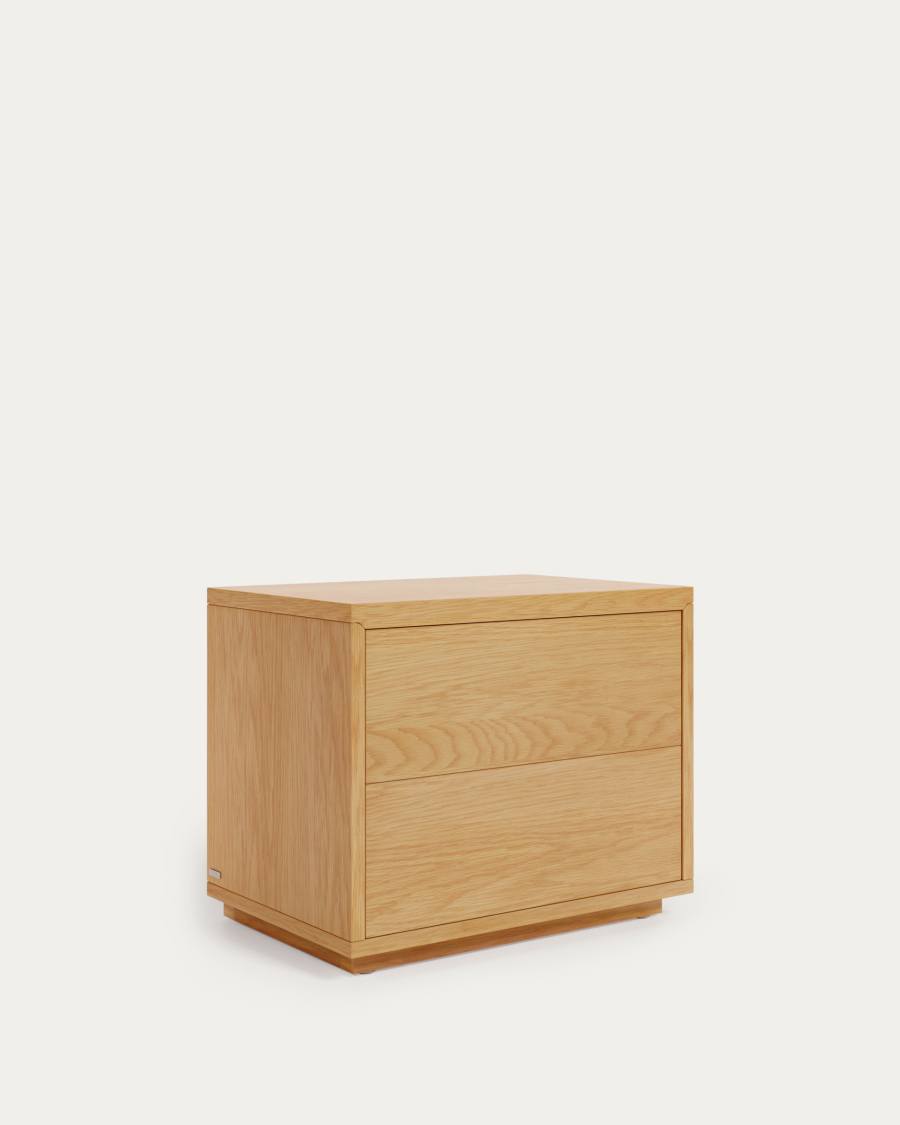 Abilen oak veneer and white lacquer bedside table, 53 x 44 cm, certified FSC 100%