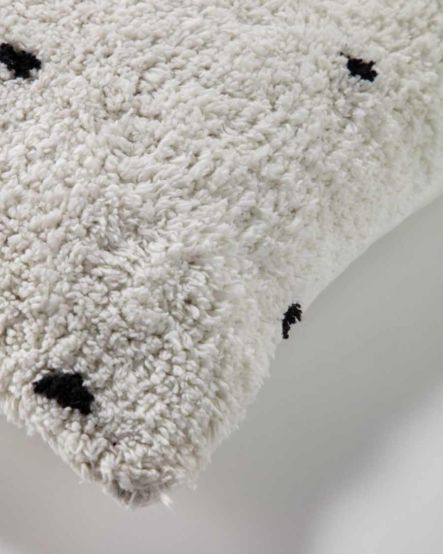 Housse de coussin Meri coton blanc à pois noirs 45 x 45 cm