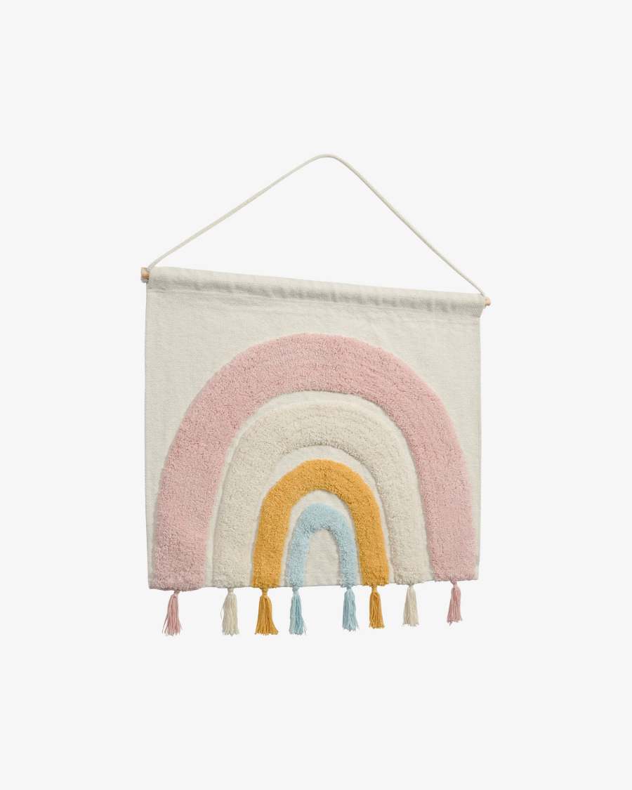 Thaide 100% organic cotton wall tapestry with multicolour rainbow 60 x 52 cm